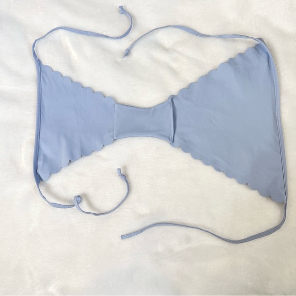 NWOT H&M Scallop Hem Ribbed Tie Bikini Swimsuit Bottoms Pastel Blue Periwinkle - Picture 4 of 6